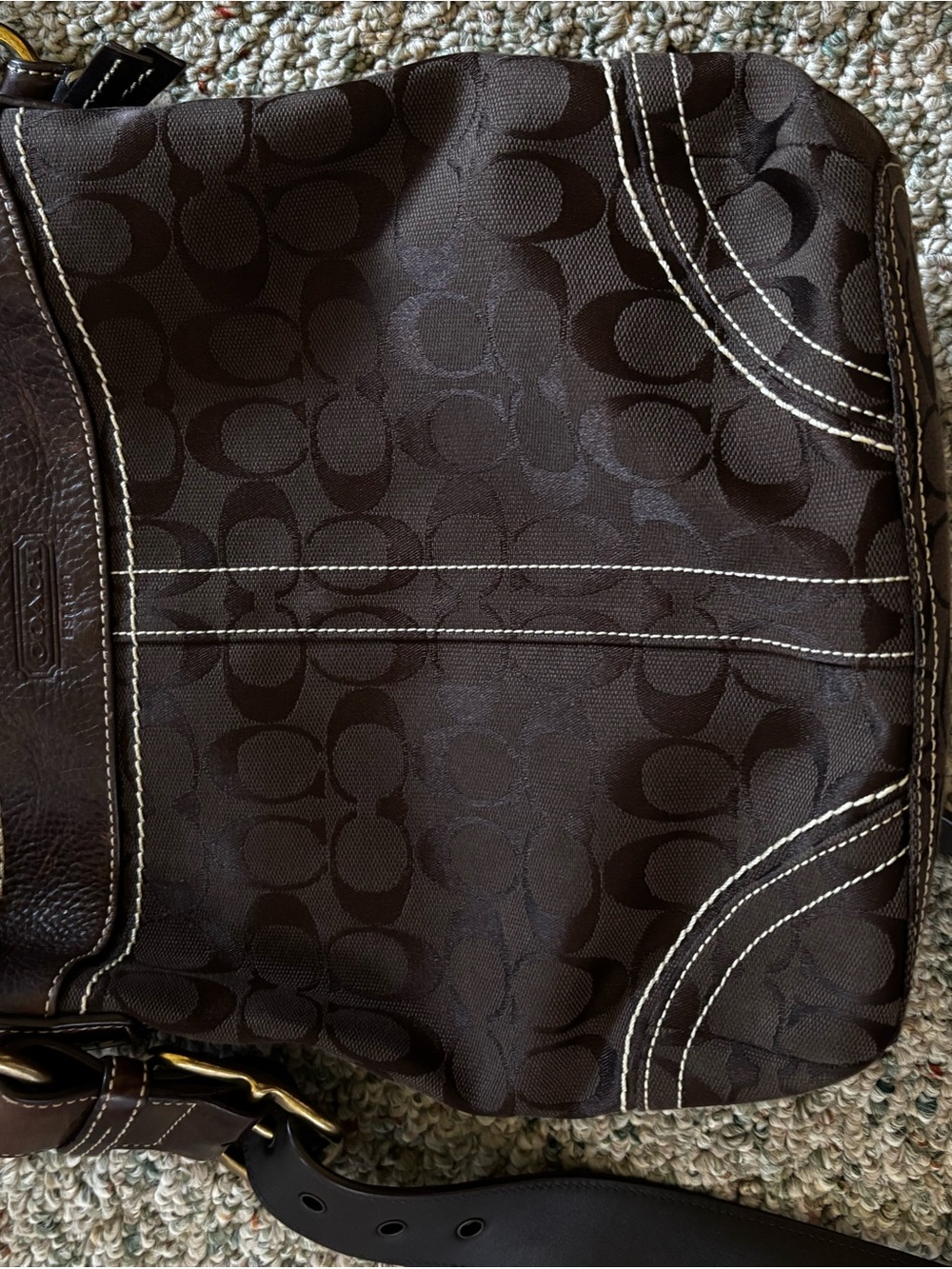 Coach Dark Brown Signature Canvas Crossbody Bag